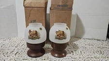 Lot Vintage NEW Frosted Glass/Wood Candle Holder Hurricane Lamp Westmooreland