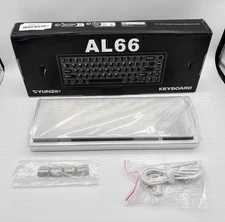 YUNZII AL66 Mechanical Keyboard 65% CNC Aluminum, Wireless - Silver, Milk Switch
