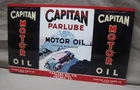 Vintage CAPITAN MOTOR OIL 2 GAL EMPTY & METAL GRAPHIC CAN Gas Station Sign