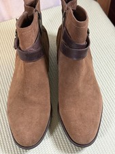 Marc Fisher Andrea Brown Suede Ankle Booties Buckle Straps Side Zip 9M fall