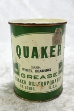 Vintage Quaker Oil Corp. Dark Wheel Bearing Grease Metal 1Lb. Tin Unopened