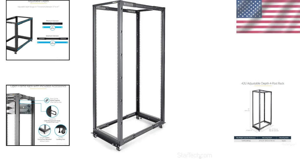 Durable 4-Post 42U Server Rack - EIA/ECA-310-E Compliant - Image 2 of 4