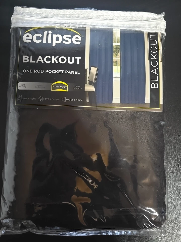Lot 2 Eclipse Blackout One Rod Pocket Panel 63”L x37”W  Black New 6033 - Image 2 of 3