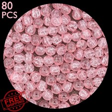 AhaBloom 80pc 10mm Pink Crackle Glass Beads for Jewelry Making