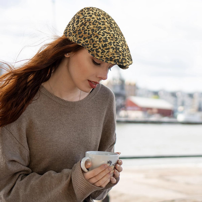 Womens Leopard Print Beret Hat Retro Newsboy Ivy Cap Cabbie  display picture 2