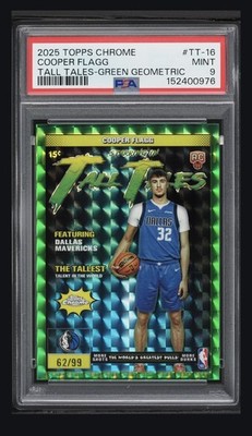 Topps Chrome Cooper Flagg Tall Tales Green Geometric Refractor TT-16 /99 PSA 9