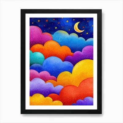 Bunte Wolken am Himmel 1 Kunst Pr gerahmtes Wandbild Poster Leinwanddruck Bild