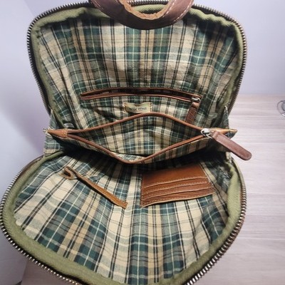 Wild West Los Angeles Cognac Brown Leather Backpack Plaid  display picture 1