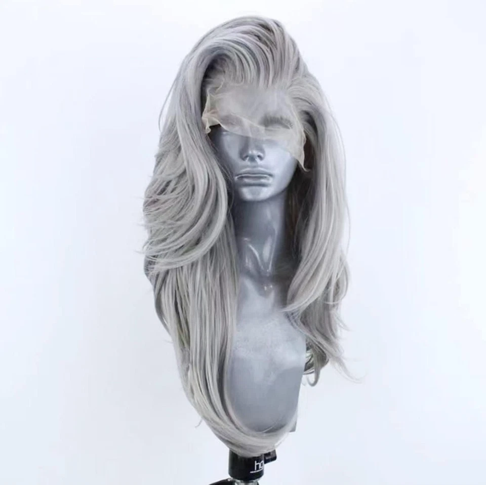 Парик HD Lace Front серебристый серый блондинка балаяж смесь длинных человеческих волос омбре волны - Изображение 3 из 4