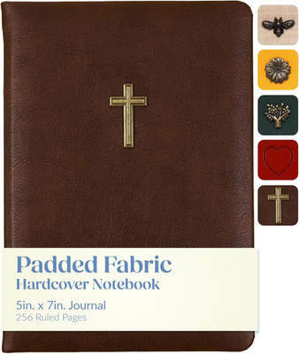 Eccolo Blank Lined Journal Notebook with Cross Emblem, 256 Ruled Pages, Padded F