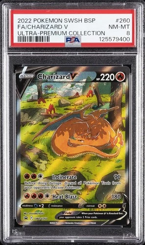2022 POKEMON SWSH BLACK STAR PROMO #260 FULL ART/CHARIZARD V PSA 8