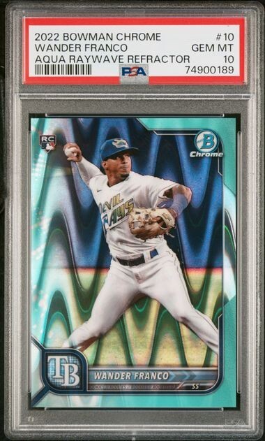 2022 Bowman Chrome WANDER FRANCO RC Aqua Raywave Refractor /199 PSA 10 Gem Mint