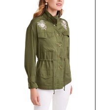 Kelly Renee Green Floral Embroidered Utility Jacket Size S