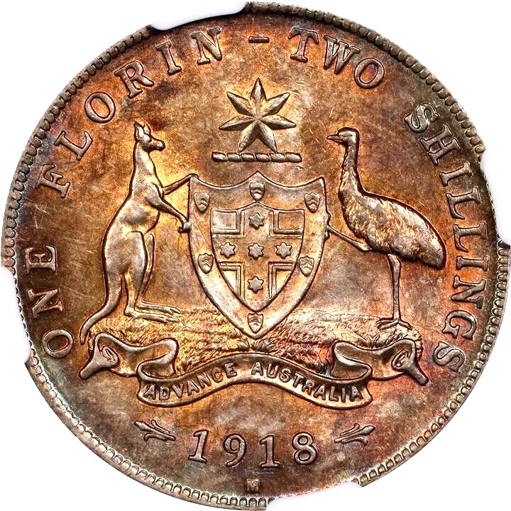 1918 Australia Florin, Two Shillings, NGC MS 61 - Image 2 of 4
