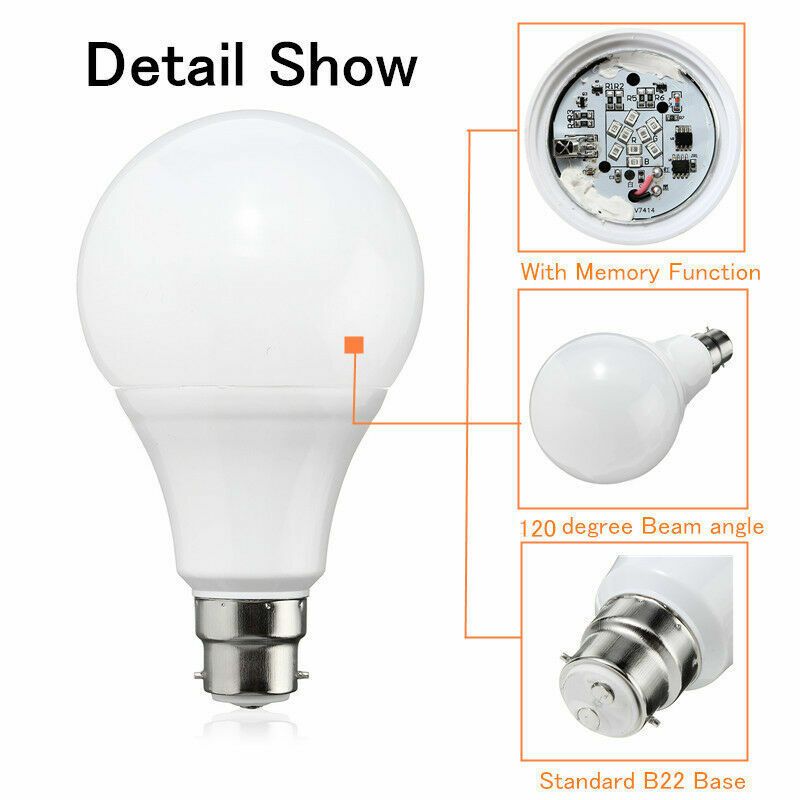 B22 20W Dimmable RGB Color Changing LED Light Lamp Bulb Remote Control  85-265V | eBay