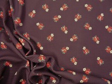 Bullet Printed Liverpool Textured Fabric Stretch Dk Brown Red Yellow Floral V42