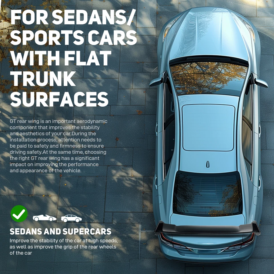 Alerón trasero de 57"" de fibra de carbono para Chevy Corvette estilo GT carrocería ancha Foto 3 de 4