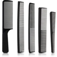 5 Pcs Carbon Styling Combs Set, Fine Teeth, Anti-Static Hairdressing Combs