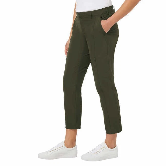 NWoT Kirkland Signature Women's Woven Travel Pants Deep Green Size 10 $60  9HL092