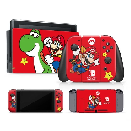 Nintendo Switch Konsole Edition Aufkleber Skin-Set Super Mario Thema Sticker-Rot