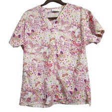 Uniform  City Scrub Top Size Xs Butterfly Pink Purple Durable Fashion Scrub Wear