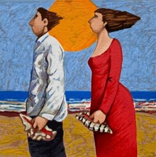 Cercatori Di Conchiglie | Giampaolo Talani Serigrafia su Carta Ed Limitata 30x30