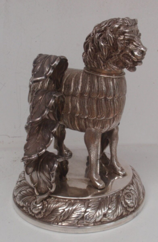GERMAN VICTORIAN SOLID SILVER LION HEAD MYTHOLOGICAL ANIMAL NOVELTY INKWELL BOX - Picture 1 of 12
