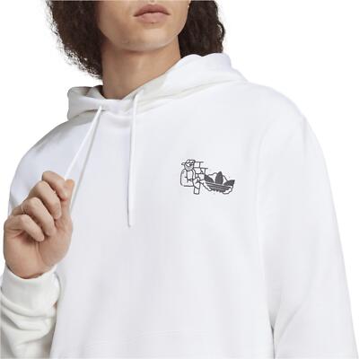 adidas ORIGINALS MEN'S FUZI GRAFFITI GRAPHIC PRINT HOODIE WHITE