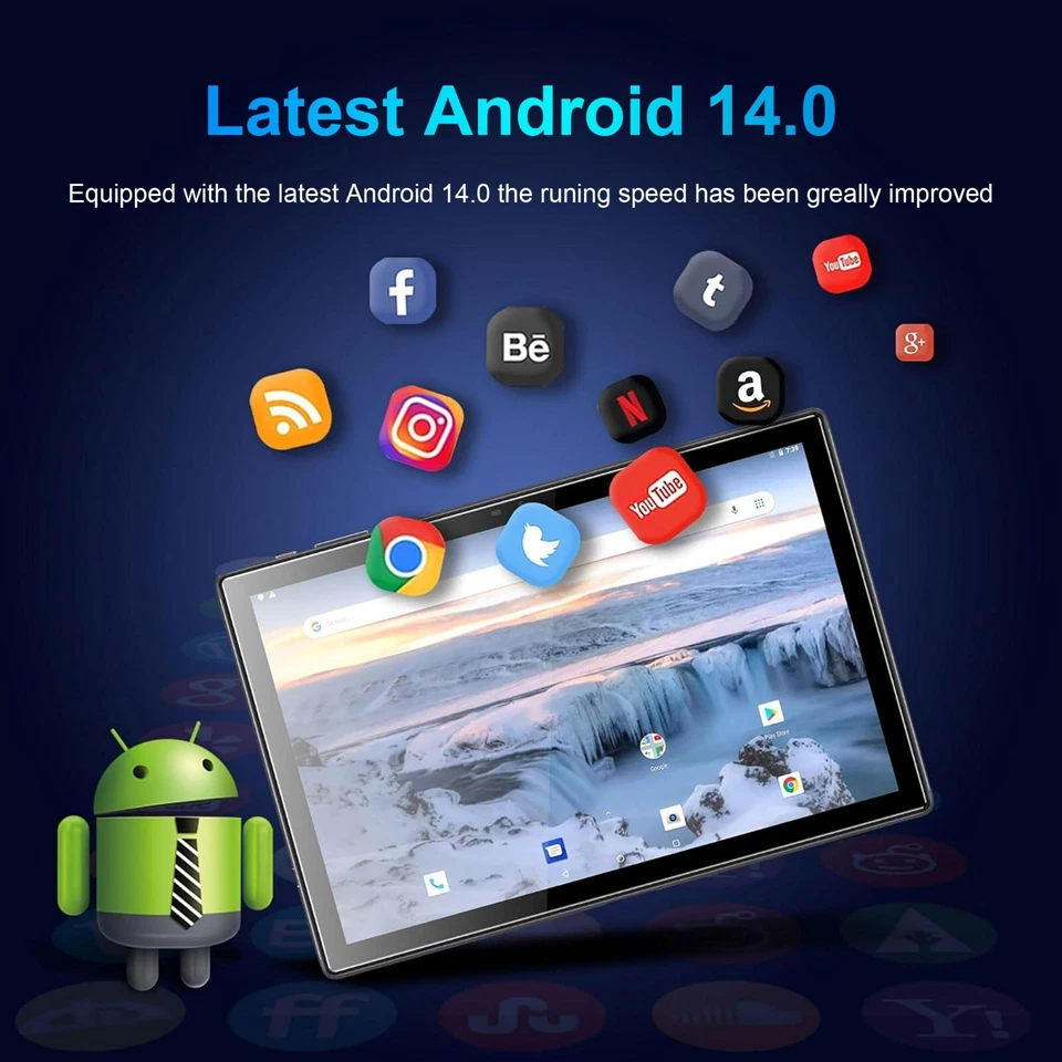 2025 10.1 inch Tablet Android 14 Tablets 6GB RAM 64GB ROM Dual Camera Bluetooth - Image 4 of 4