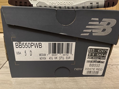 New Balance 550 White Natural indigo Burgundy Size UK 4.5 - Picture 7 of 7