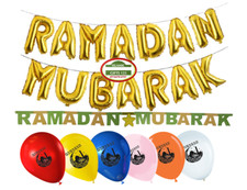 Ramadan Mubarak Foil Balloon Banner  Balloon Ramadan Decoration Set OF 12 Islam