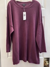 NWT Eileen Fisher 1X Tearose Crewneck Organic Cotton Tencel Boxy Tunic Sweater