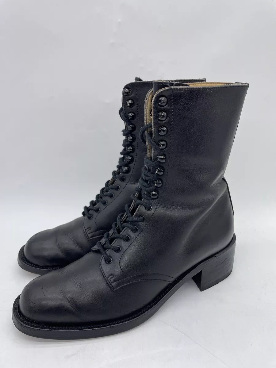 Free Lance Classics Black Leather Lace Up Ankle Chunky Heel Boot