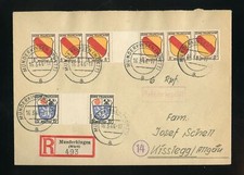 FRZ. ZONE Nr.4ZW u.a. GEB&Uuml;HR BEZAHLT R-BRIEF MUNDERKINGEN 16.3.46 (962725)