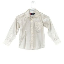 Chaps Boy’s 7 White Button LS Dress Shirt Cotton Blend Pocket Preppy Classic