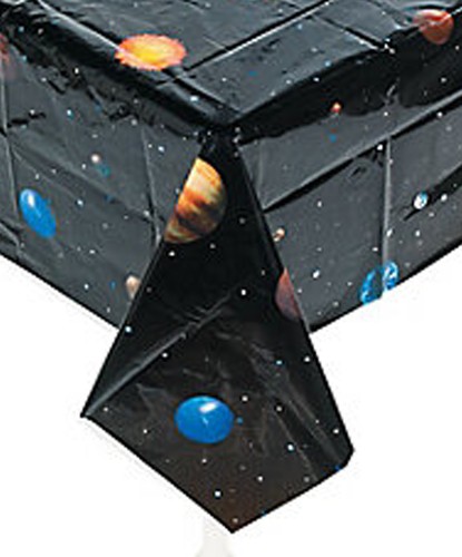 Space Table Cover Planet Solar System Tablecloth Disposable Plastic Tablecover - Picture 2 of 3