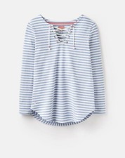 NWT - Joules Mid Blue Stripe Harbor Lacey Front Sweatshirt Top