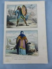Antique ENGRAVING circa 1850 ENGLAND ANGLO-SAXON costumes 750 850,146
