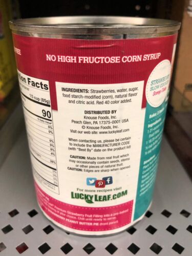 4 CANS Lucky Leaf Premium Strawberry Fruit Filling & Topping 21 oz Can Pie - Picture 5 of 6