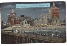 View From Million Dollar Pier Atlantic City New Jersey Postcard NJ Linen 1953