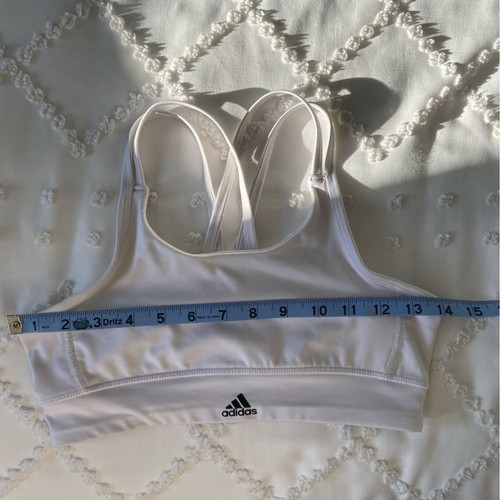 Adidas Girls White Sports Bra Climalite Cross Back Strappy Athletic Size L - Picture 11 of 11