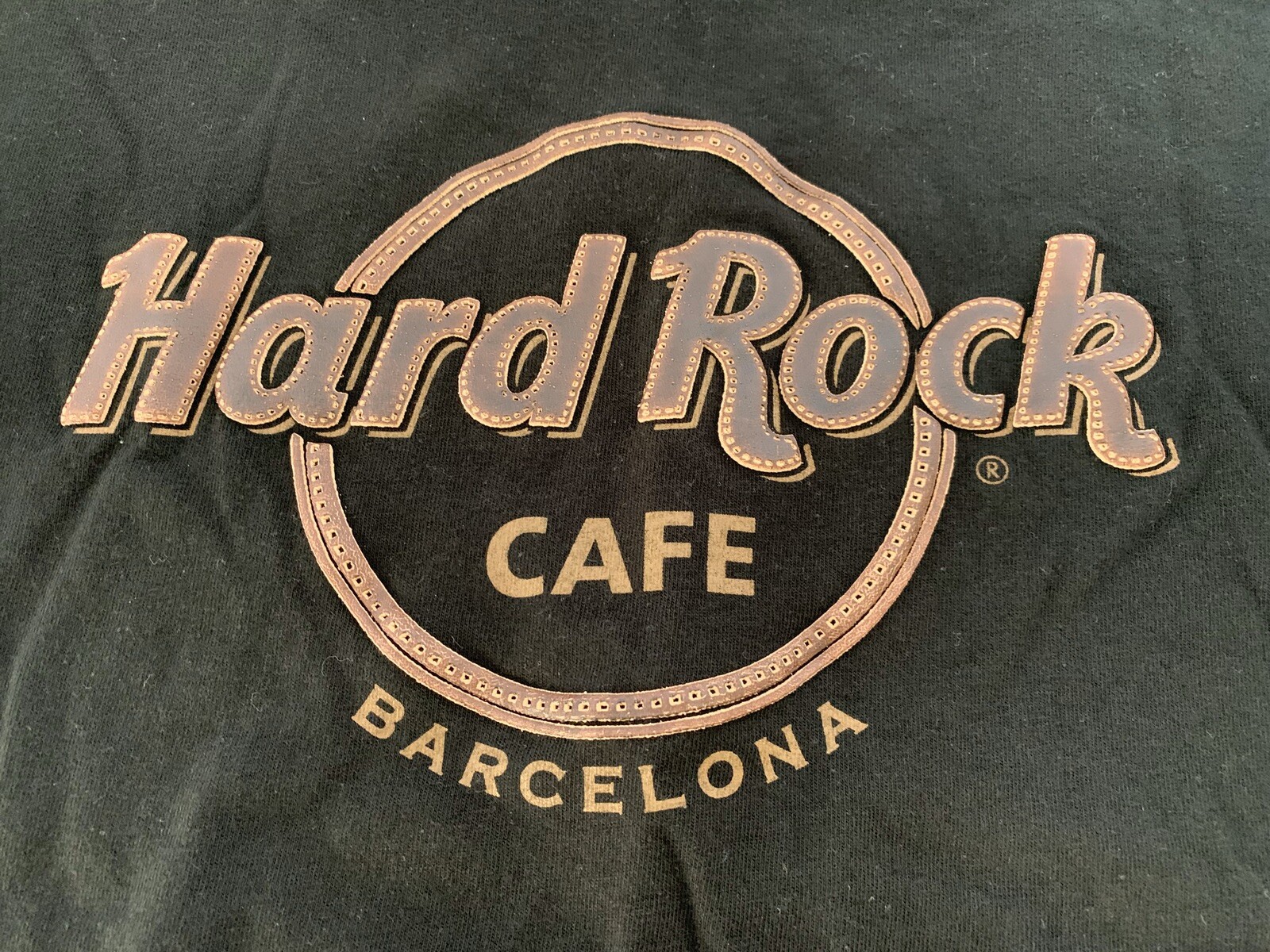 Hard Rock Cafe Barcelona Leather Like Logo T-Shirt Black Short Sleeve Mens XXL image 3