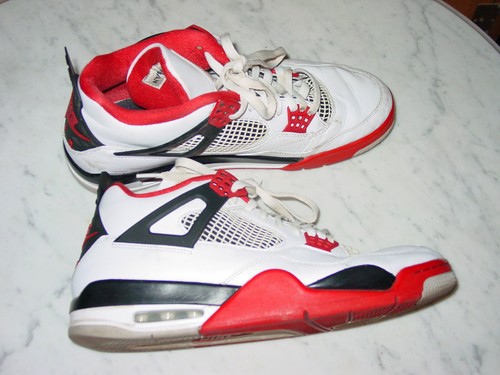 2020 Nike Air Jordan Retro 4 "Fire Red" White/Red/Black Shoes Size 12 Sold As Is - Picture 8 of 19