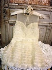 Free People unUsual Layered Pleated Ivory Colored Dress Size 8 LIKE NEW 