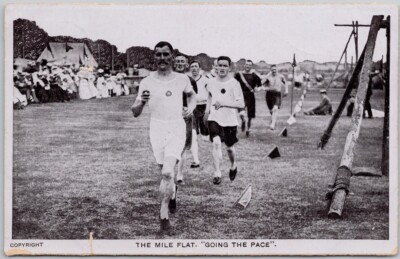 The Mile Flat Going The Pace Runners Running Race 1908 Postcard D97 *as is