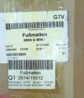 BMW MINI OEM Set of floor mats 7337656 7409781 MINI F56 022257 | eBay 