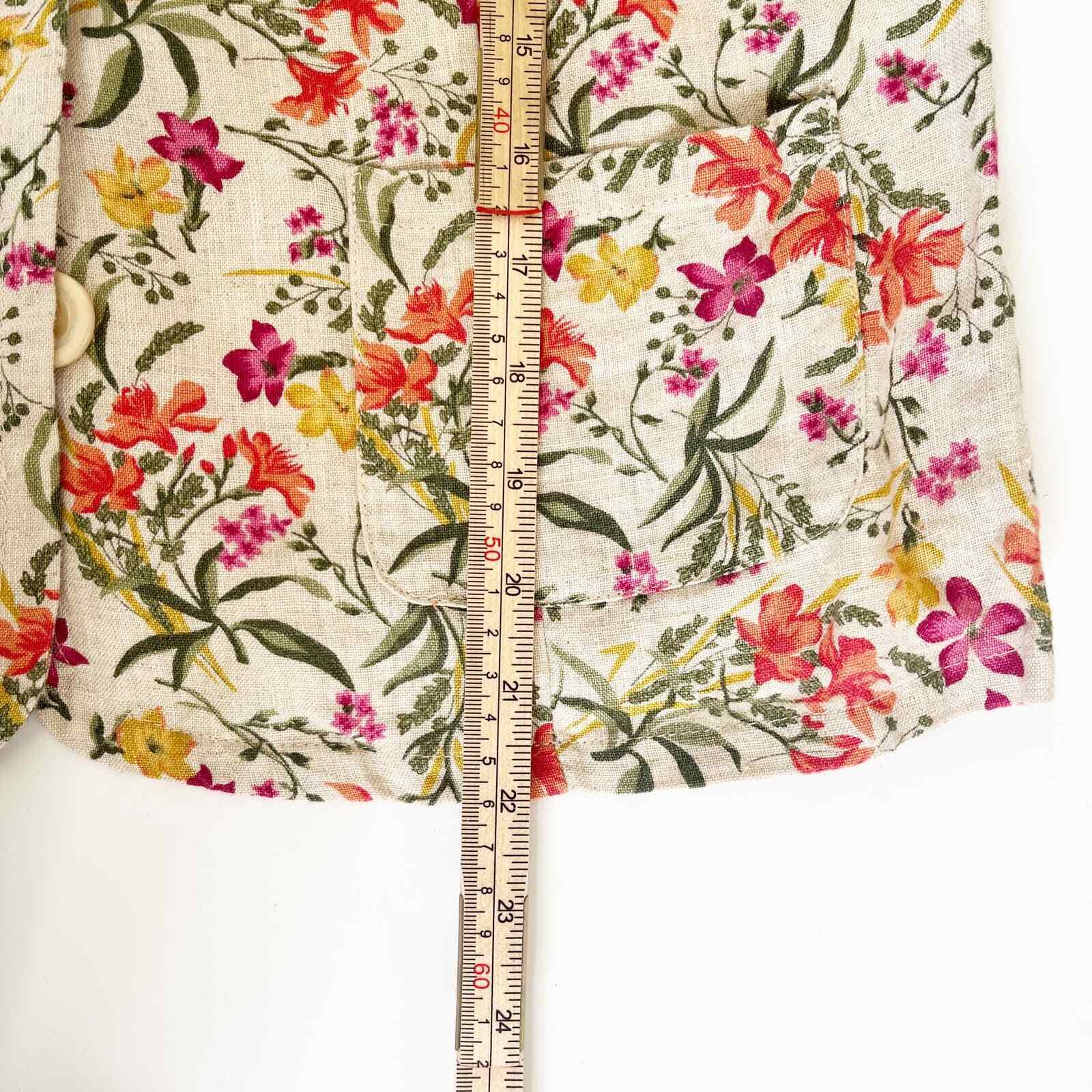 JM Collection Linen Blazer 8P Floral Fitted Cotta… - image 5