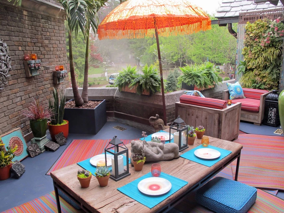 Indoor Outdoor Recycled Plastic Rug Mat | Waterproof, Reversible | Cancun Multi - image 3 of 3