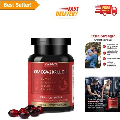 Antarctic Krill Oil 500 mg Softgels - Pure Omega-3 for Heart, Brain & Joint W...