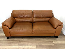 SOFA 3 Seater Sis Italia Lloyd Tan Leather Removable Zip Cushions FREE DELIVERY